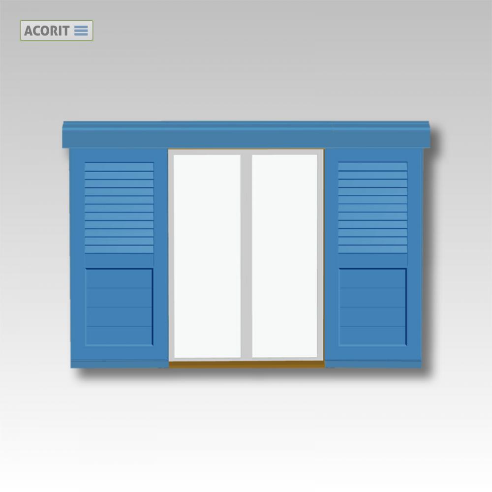 Schiebeladen ACORIT SL-FL50 P100 1L-1R feste Lamellen/Paneele, 2 Flgel links und rechts vom Fenster