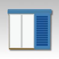 Aluminium Schiebeladen SL-FL98 2LR zwei Flügel rechts oder links vom Fenster
